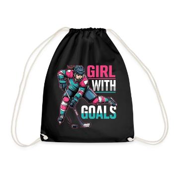 Girl With Goals Hockey Woman - Drawstring Bag - black - Front