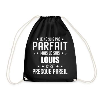 Louis: authentic, imperfect, top, perfection - Drawstring Bag - black - Front