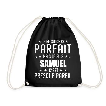 Samuel: authentic, imperfect, top, perfection - Drawstring Bag - black - Front