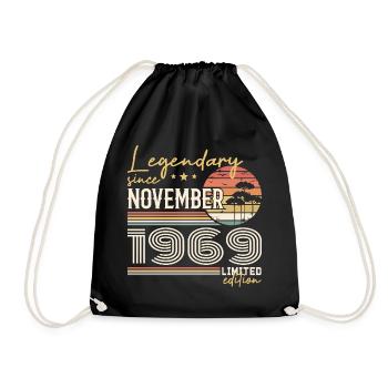 Vintage November 1969 Retro November 1969 - Drawstring Bag - black - Front