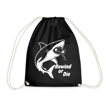 Rewind or The Shark Cassette - Drawstring Bag - black - Front
