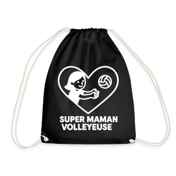 Super maman volleyeuse – Cœur volley Volleyball - Sac de sport léger - noir - Devant