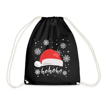 Weihnachtsmütze Ho ho ho Weihnachtsmann - Turnbeutel - Schwarz - Vorne