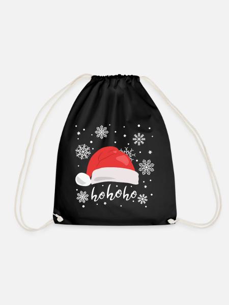 Weihnachtsmütze Ho ho ho Weihnachtsmann - Turnbeutel - Schwarz