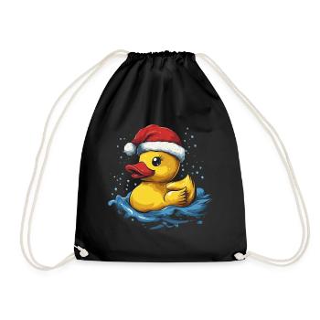 Mignon canard de Noël avec le Père Noël Chapeau - Sac de sport léger - noir - Devant