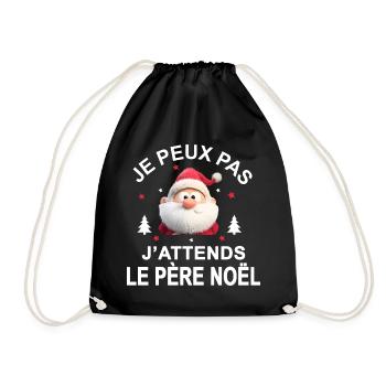 I can't I'm waiting for Santa Claus Gift - Drawstring Bag - black - Front