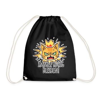 Don't panic, always stay calm! Cool Cat - Drawstring Bag - black - Front