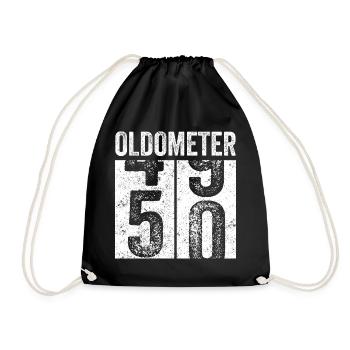 Oldometer 50 – Lustiges 50. Geburtstag  - Turnbeutel - Schwarz - Vorne