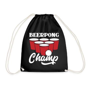 BeerPong Champion Motiv - Turnbeutel - Schwarz - Vorne