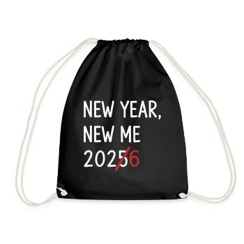 New Year New Me 2026 Strikethrough - Drawstring Bag - black - Front