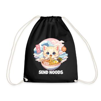 Ramen Nouilles, Amoureux des Chats, Kats Kawaii Rétro - Sac de sport léger - noir - Devant