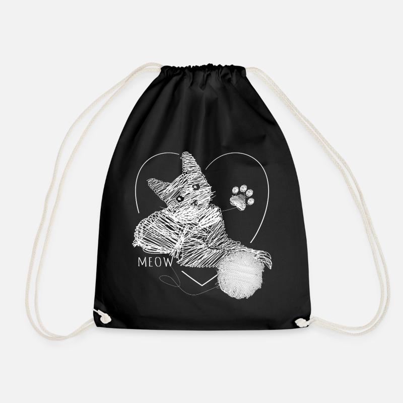 Katze Bild Wollknäuel Herz Geschenk Meow - Turnbeutel - Schwarz