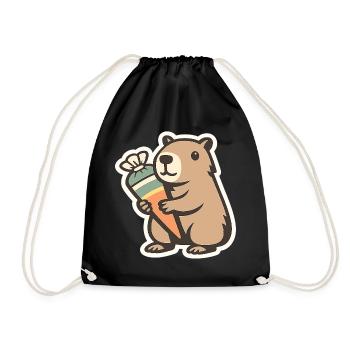 Capybara Schulkind – 1. Klasse - Turnbeutel - Schwarz - Vorne