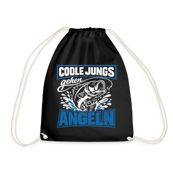 Cool Guys Go Fishing - Drawstring Bag - black - Front
