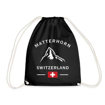 Matterhorn Alpen Schweiz Logo - Turnbeutel - Schwarz - Vorne