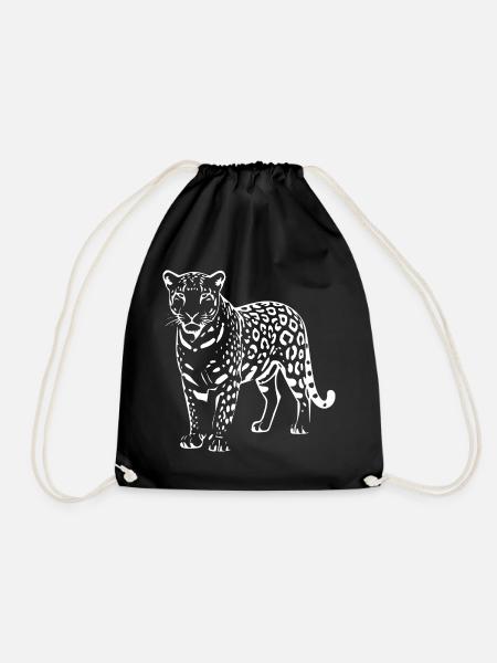 Weißer Leopard Geschenk Katzenliebhaber - Turnbeutel - Schwarz