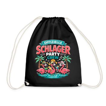 Schlager Party Crew Flamingo Offiziell - Turnbeutel - Schwarz - Vorne