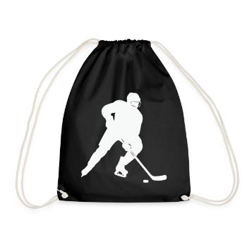 Eishockey Silhouette im Spielfluss - Turnbeutel - Schwarz - Vorne