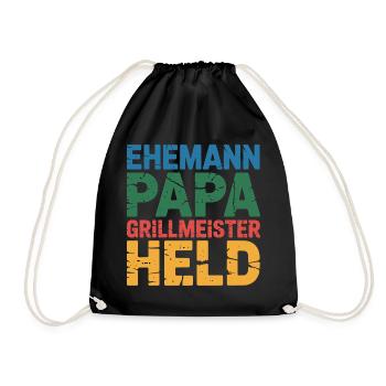 Dad Father Grill Master Hero Fun BBQ - Drawstring Bag - black - Front