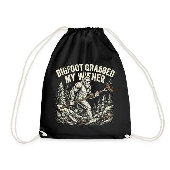 Funny Camping Sasquatch Bigfoot Got My Peni - Drawstring Bag - black - Front