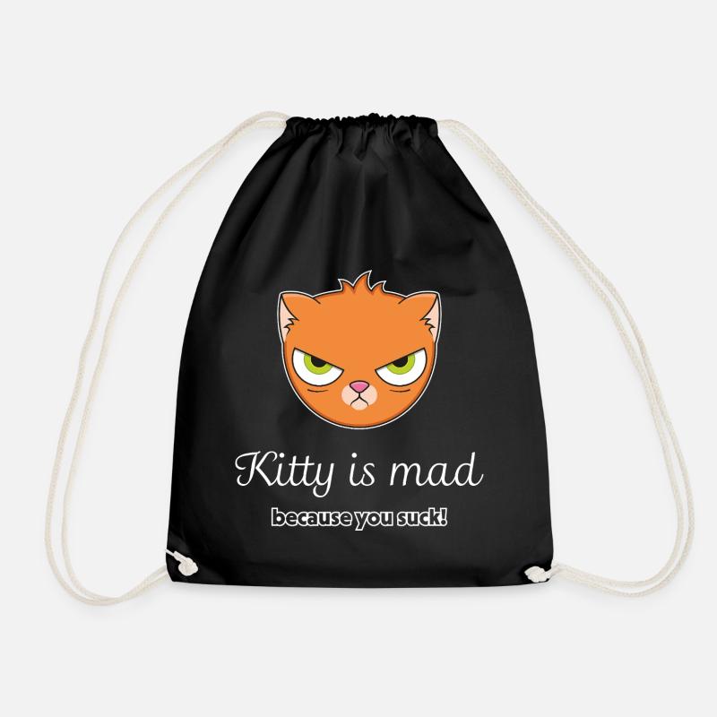 Angry Cat - Drawstring Bag - black