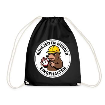 Ruhezeiten Schrebergarten Lustiges Maulwurf Shirt - Turnbeutel - Schwarz - Vorne