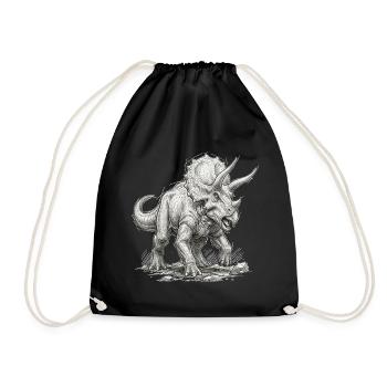 Triceratops Motiv Dinosaurier Urzeit Saurier - Turnbeutel - Schwarz - Vorne