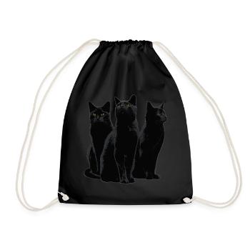 Katzen Halloween - Turnbeutel - Schwarz - Vorne