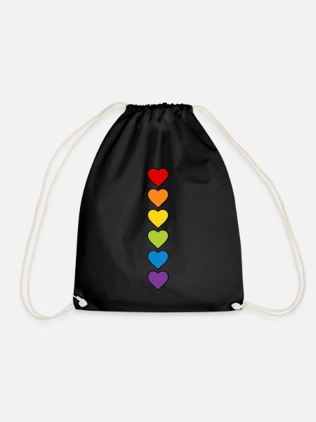 LGBT CSD LGBTQ+ HERZ REGENBOGEN HERZEN PRIDE MONTH - Turnbeutel - Schwarz