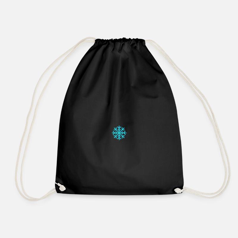 Geometric Blue Snowflake - Drawstring Bag - black