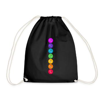 7 Chakra Symbole Energiezentren - Turnbeutel - Schwarz - Vorne