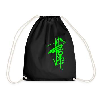 Signature Tag - China Style GRAFITTI - Drawstring Bag - black - Front