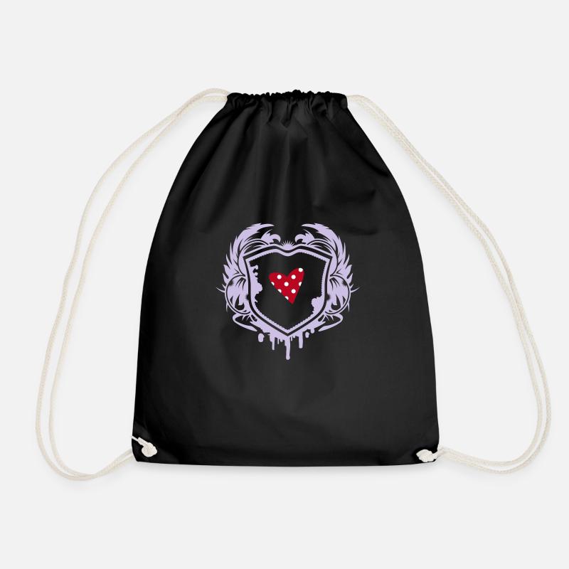 A small dotted heart - Drawstring Bag - black