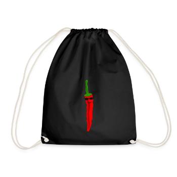 Coole Peperoni mit Sonnenbrille - Turnbeutel - Schwarz - Vorne