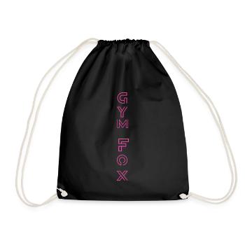 Typographic Gym Motivation - "GYM FOX " Design - Drawstring Bag - black - Front