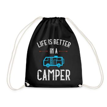 Das Leben ist besser in einem Camper - Turnbeutel - Schwarz - Vorne