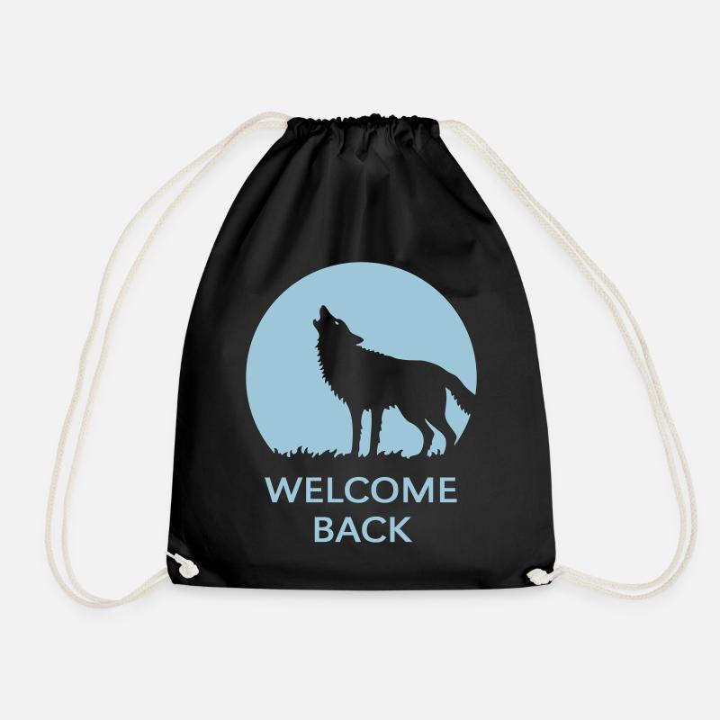 Welcome Back (Wolf / 1C) - Drawstring Bag - black