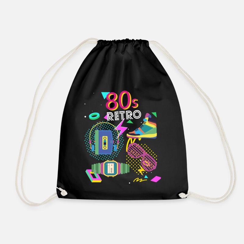 80s 80s retro eighties vintage - Drawstring Bag - black