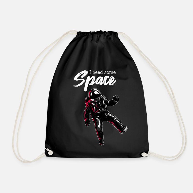 I need space | With an astronaut in space - Drawstring Bag - black