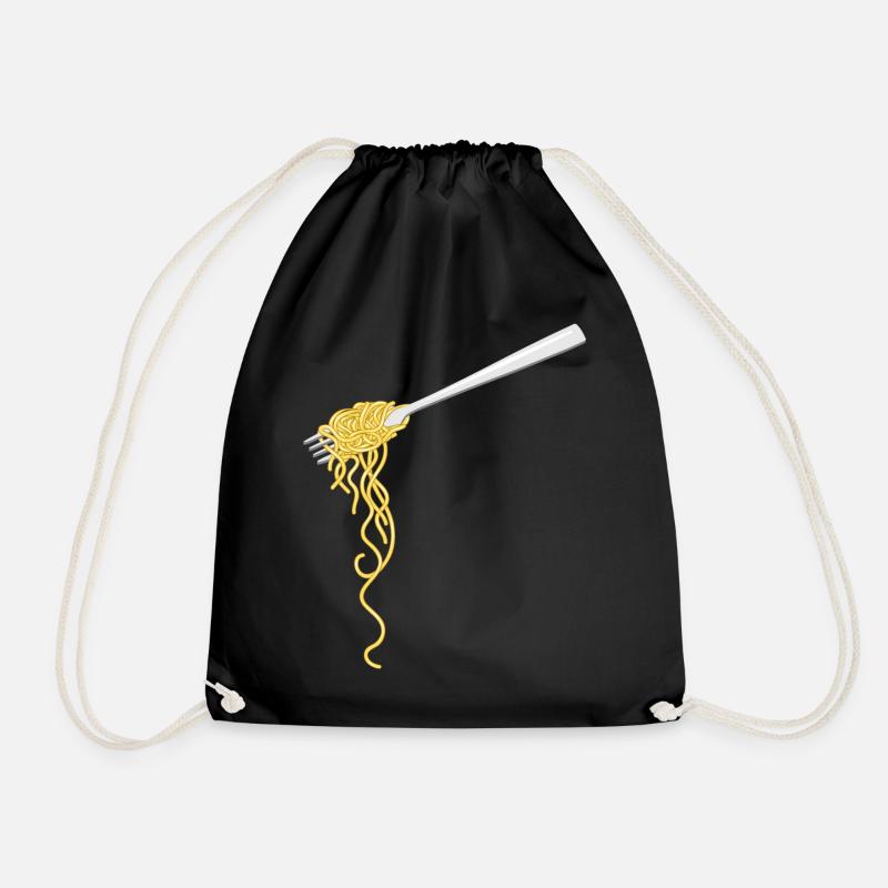 Spaghetti Pasta auf einer Gabel - Turnbeutel - Schwarz