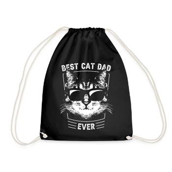 Best Cat Dad Ever - Drawstring Bag - black - Front