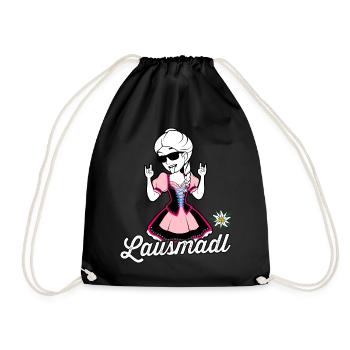 Lausmadl mit Dirndl Bayrisches Madl Bayern Tracht - Turnbeutel - Schwarz - Vorne