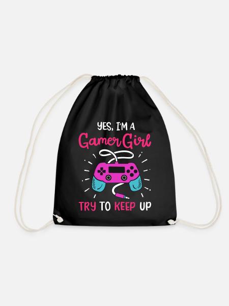 Gamer Girl Gamer Gaming - Turnbeutel - Schwarz