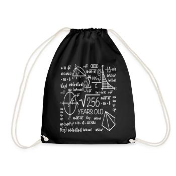 16th birthday mathematics school kids gift - Drawstring Bag - black - Front