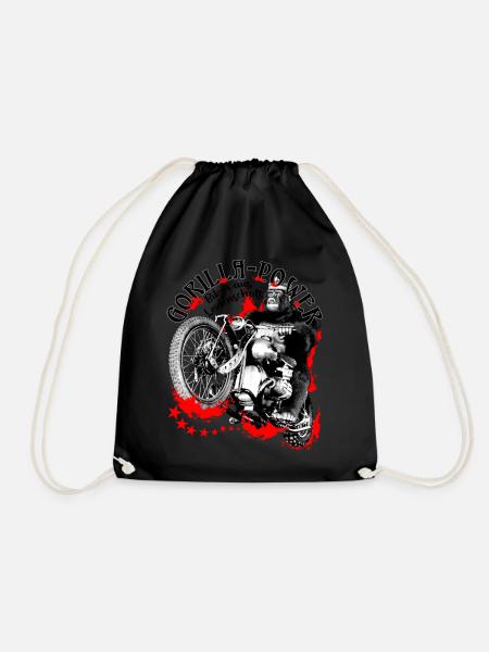 Gorilla Biker- Biker with passion - Drawstring Bag - black