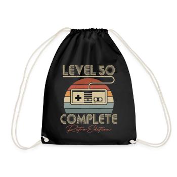 50. Geburtstag Level 50 Complete 50 Jahre Geschenk - Turnbeutel - Schwarz - Vorne