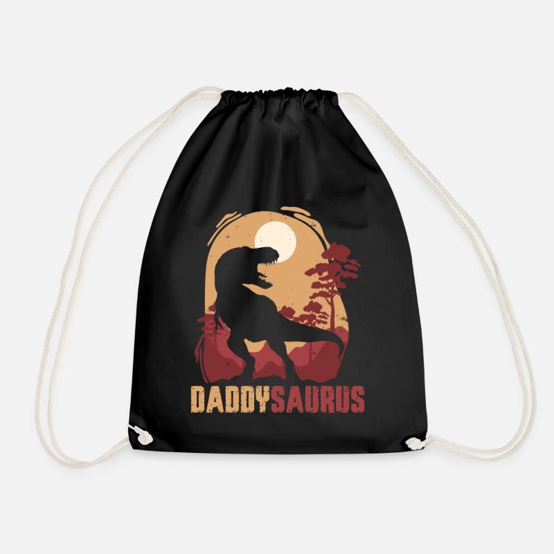 Daddysaurus Sunset Silhouette - Drawstring Bag - black