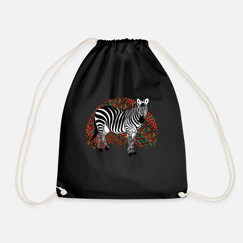 Zebra Afrika Pferd Hipster Geschenk Tier Streifen - Turnbeutel - Schwarz