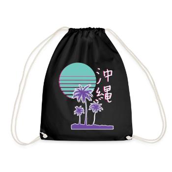 Japan Okinawa Synthwave Streetwear - Turnbeutel - Schwarz - Vorne