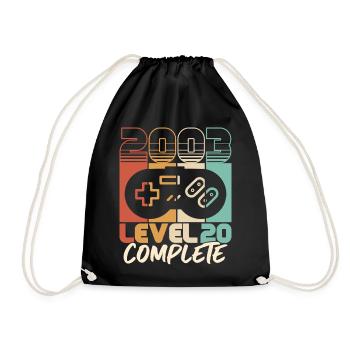 20th birthday vintage 2003 Level 20 Complete - Drawstring Bag - black - Front